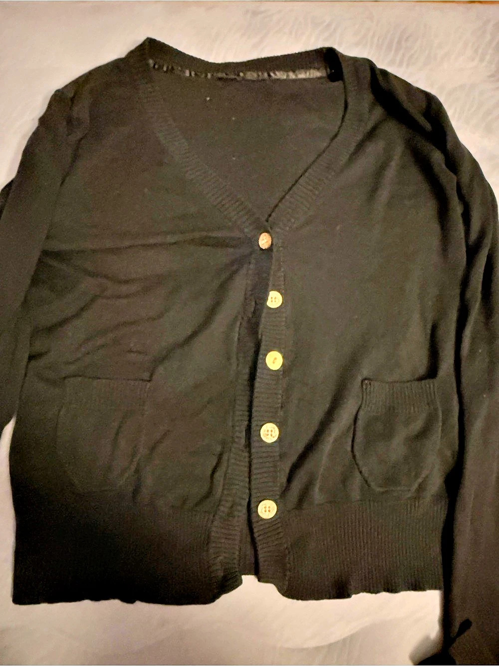 Black Button-Front Cardigan